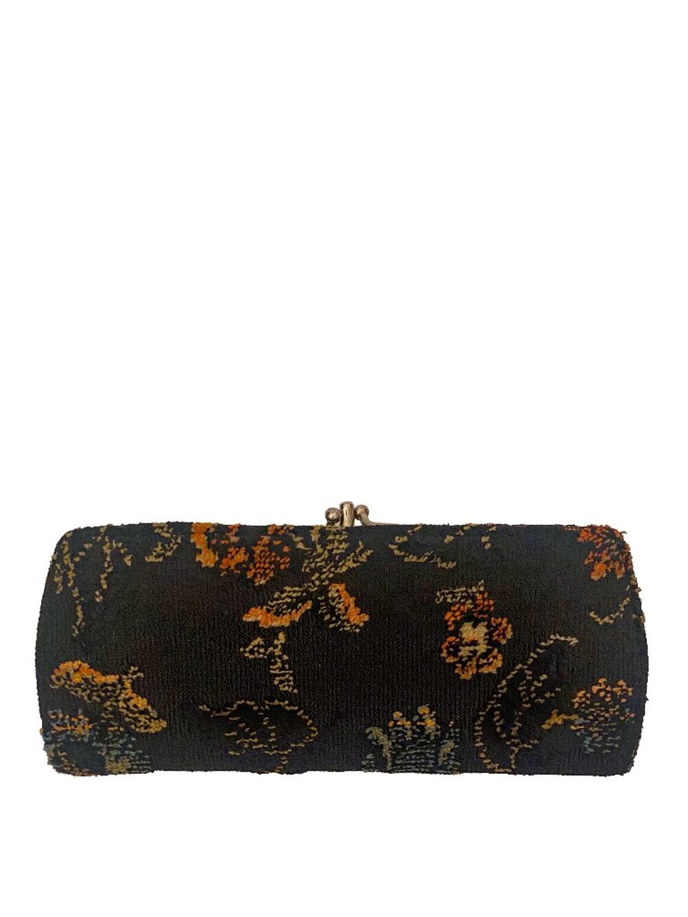 Vintage Chenille Tapestry Wallet Black with Multi-Colored Design Grandma Chic